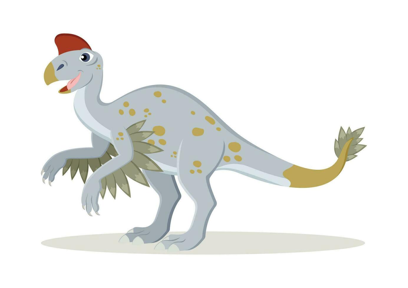 Oviraptorosaur Dinosaur Cartoon Character Vector Illustration