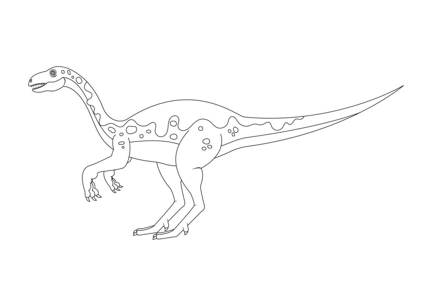 Black and White Plateosaurus Dinosaur Cartoon Character Vector. Coloring Page of a Plateosaurus Dinosaur vector