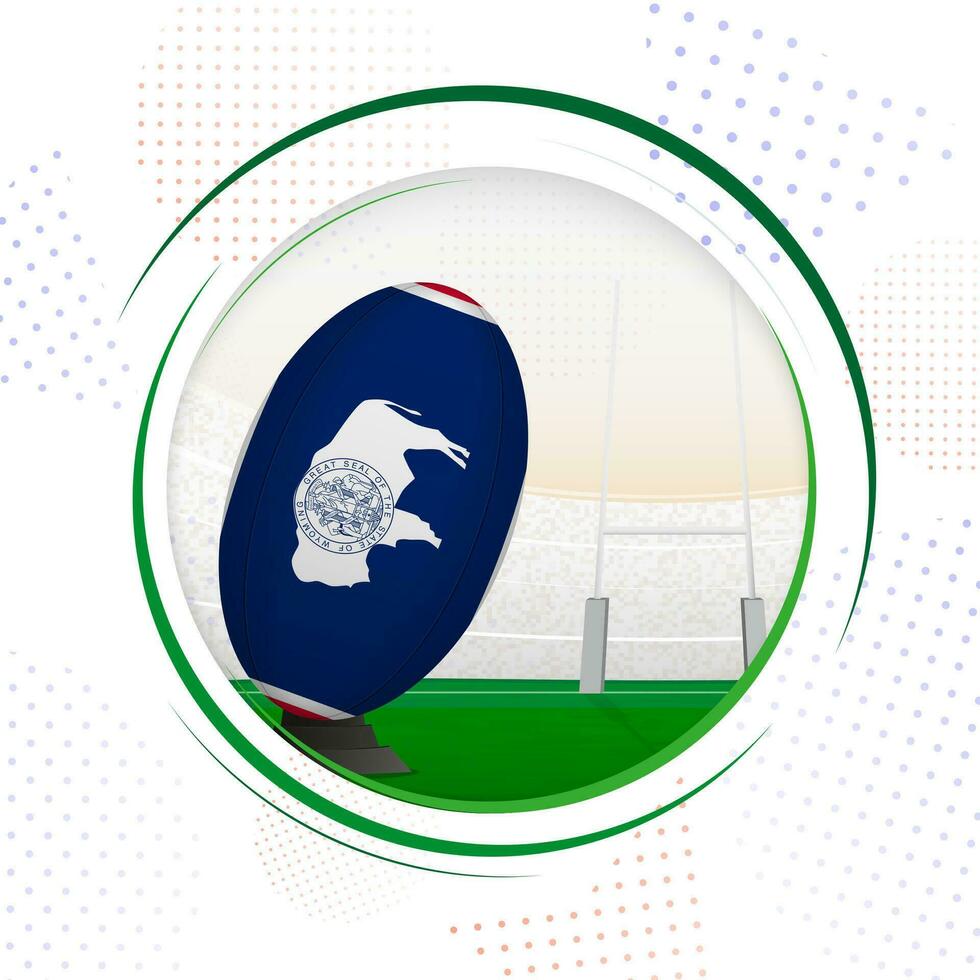 Flag of Wyoming on rugby ball. Round rugby icon with flag of Wyoming. vector