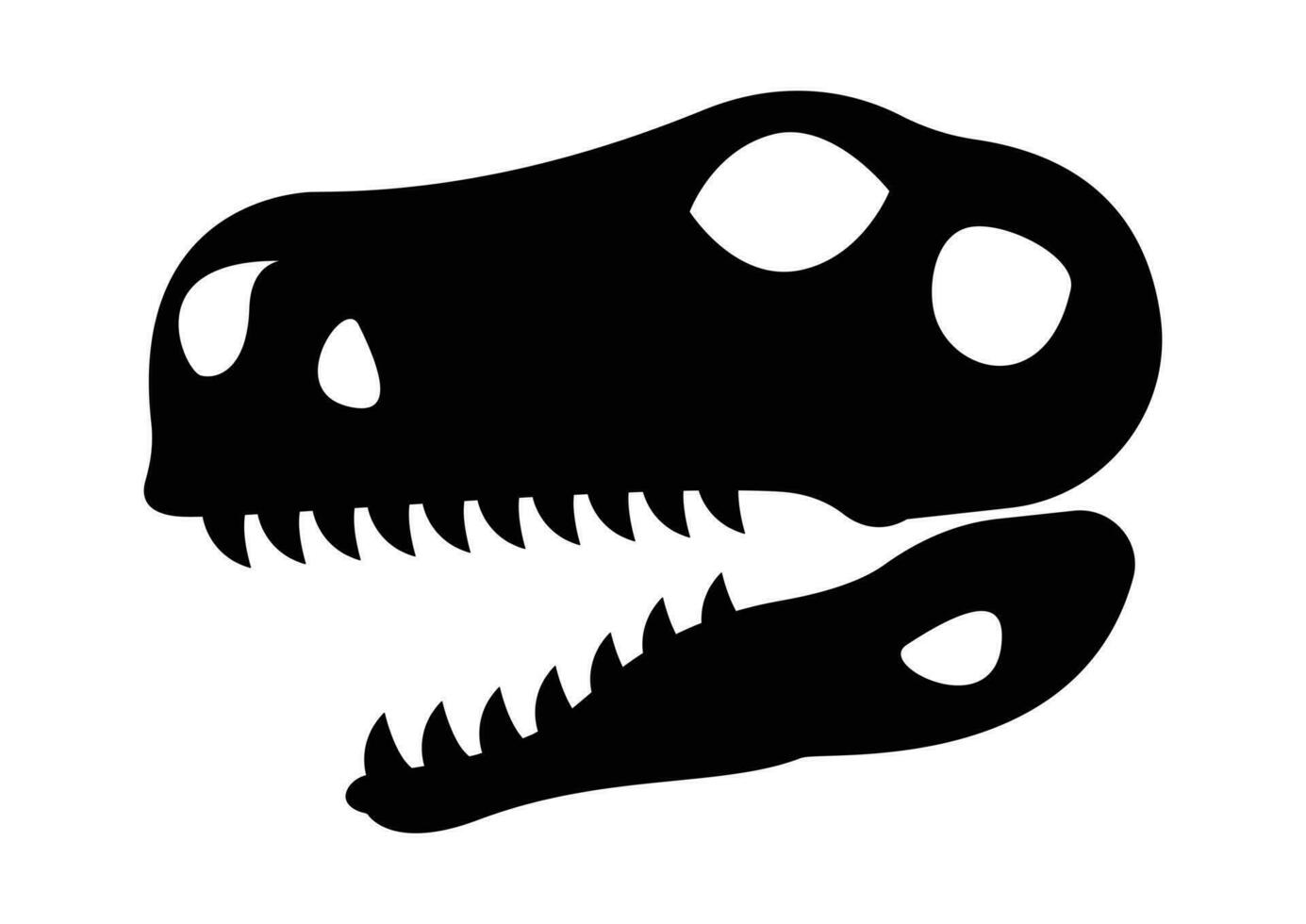 Dinosaur Head Skull Fossil Silhouette Vector Isolated on White Background