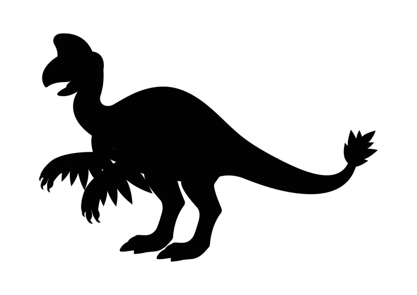 Oviraptorosaur Dinosaur Silhouette Vector Isolated on White Background