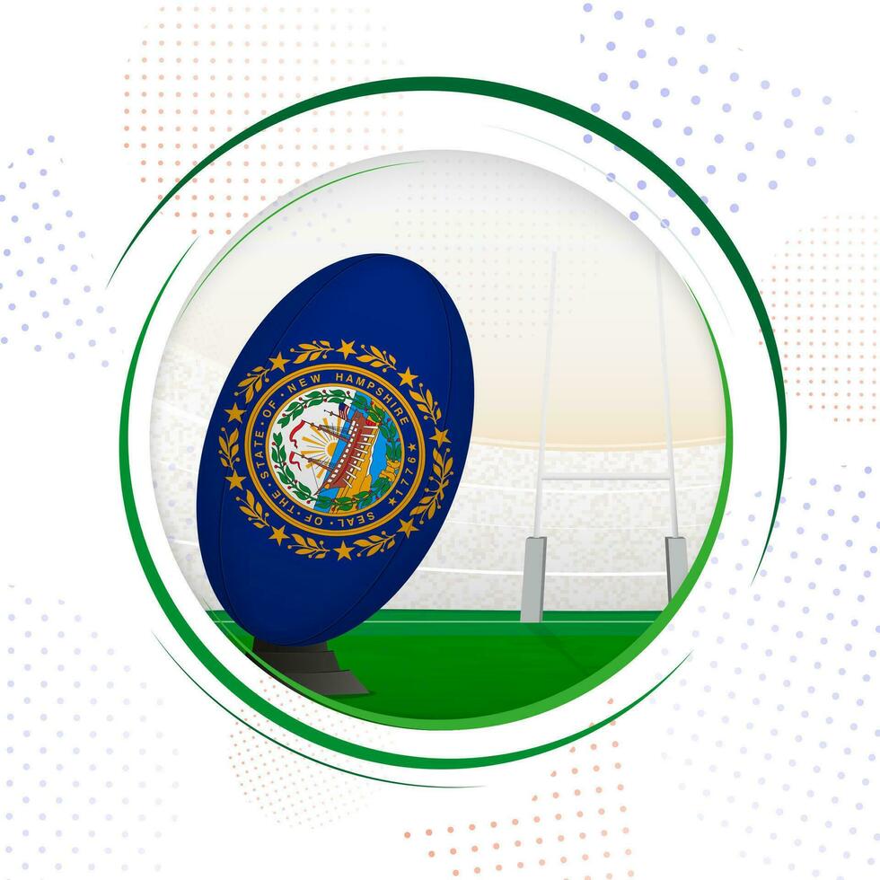 Flag of New Hampshire on rugby ball. Round rugby icon with flag of New Hampshire. vector