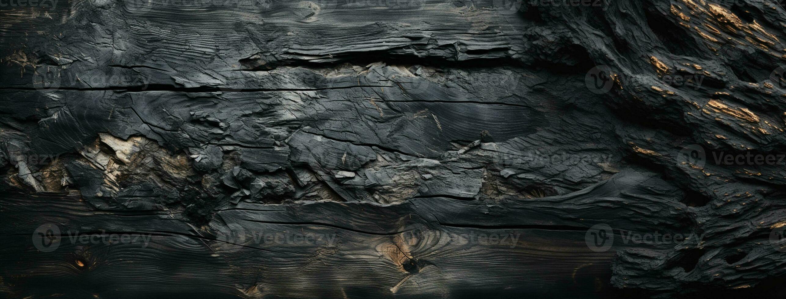 Rustic Elegance - Old Wood Texture Details with Burnt Touches on a Black Textured Background. generative AI, photo