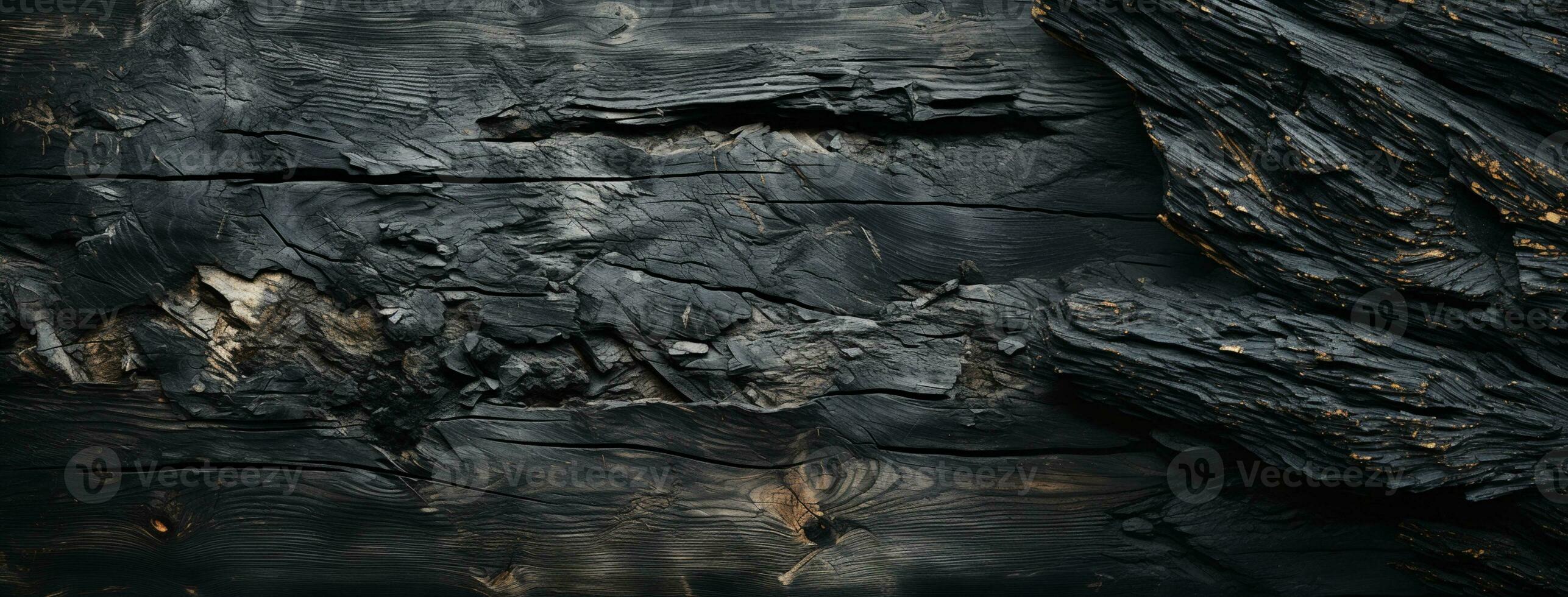 Rustic Elegance - Old Wood Texture Details with Burnt Touches on a Black Textured Background. generative AI, photo