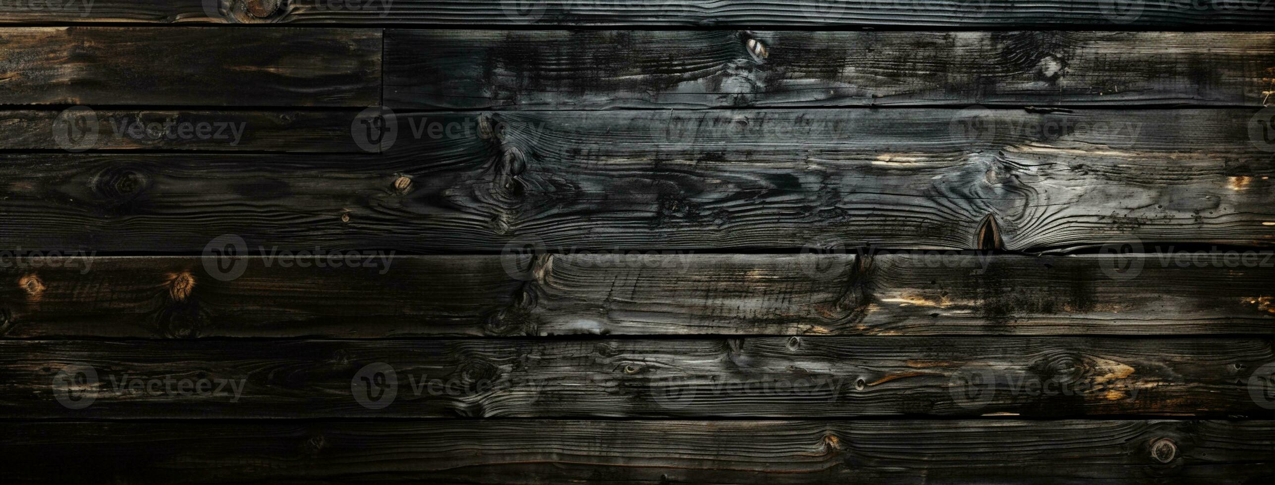 Rustic Elegance - Old Wood Texture Details with Burnt Touches on a Black Textured Background. generative AI, photo