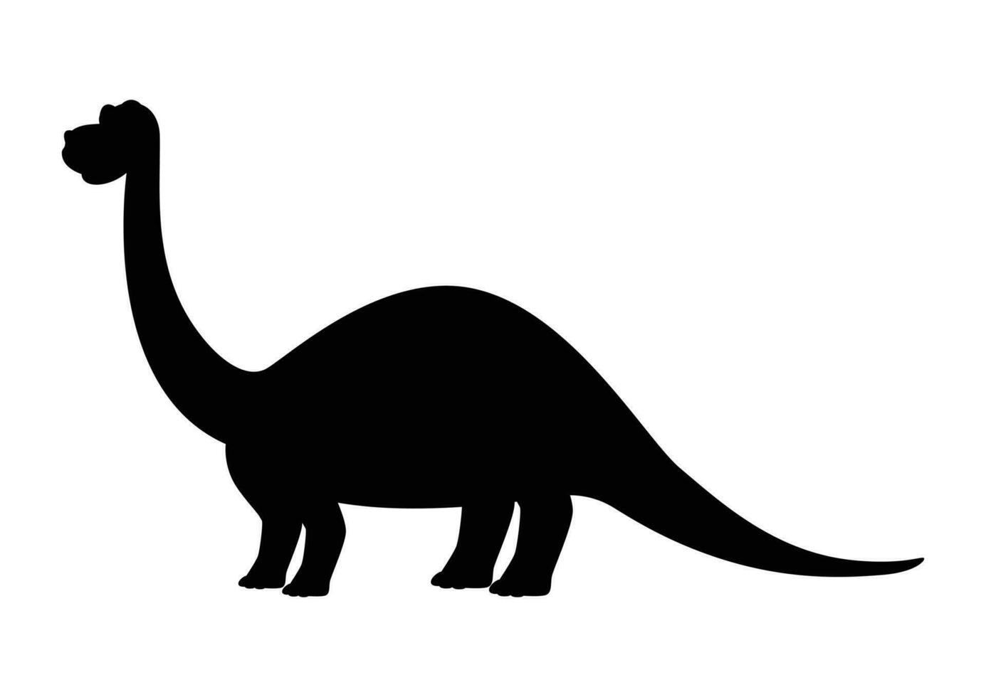 Brontosaurus Dinosaur Silhouette Vector Isolated on White Background