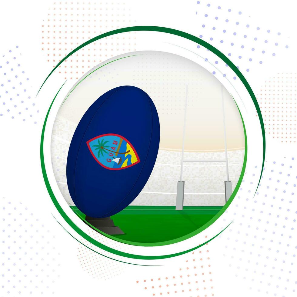 Flag of Guam on rugby ball. Round rugby icon with flag of Guam. vector