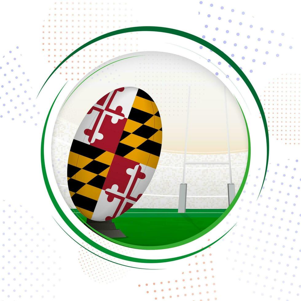 Flag of Maryland on rugby ball. Round rugby icon with flag of Maryland. vector