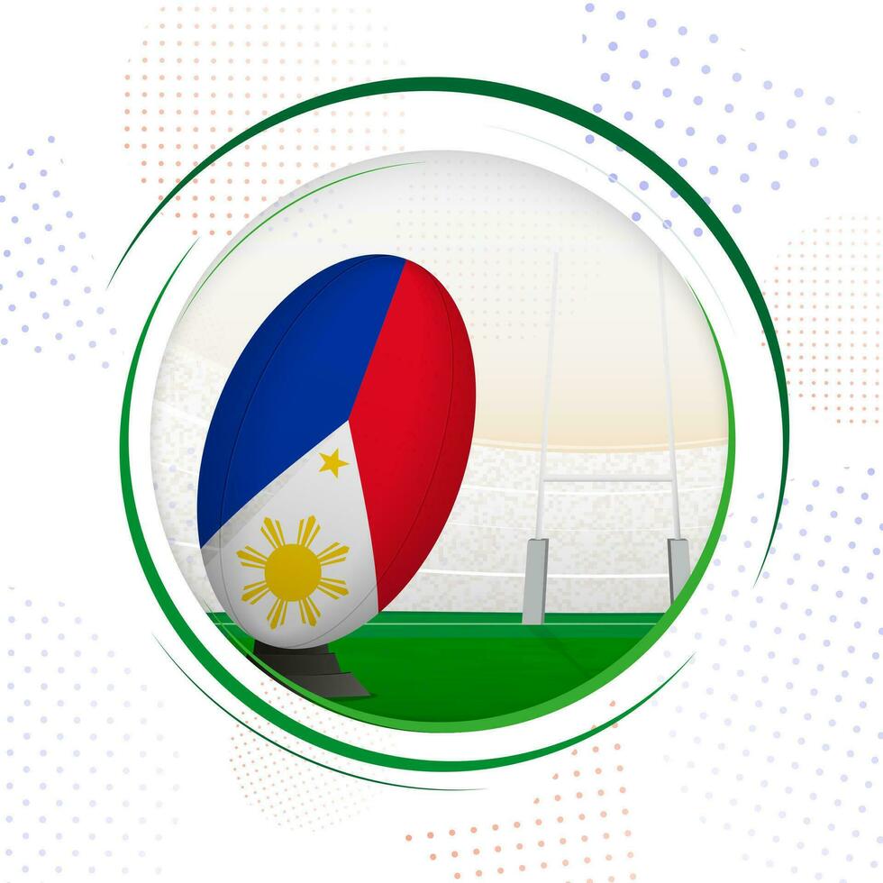 Flag of Philippines on rugby ball. Round rugby icon with flag of Philippines. vector