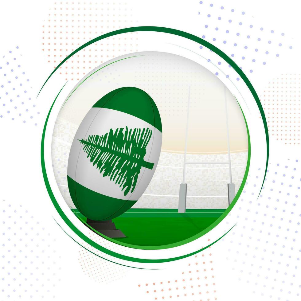 Flag of Norfolk Island on rugby ball. Round rugby icon with flag of Norfolk Island. vector