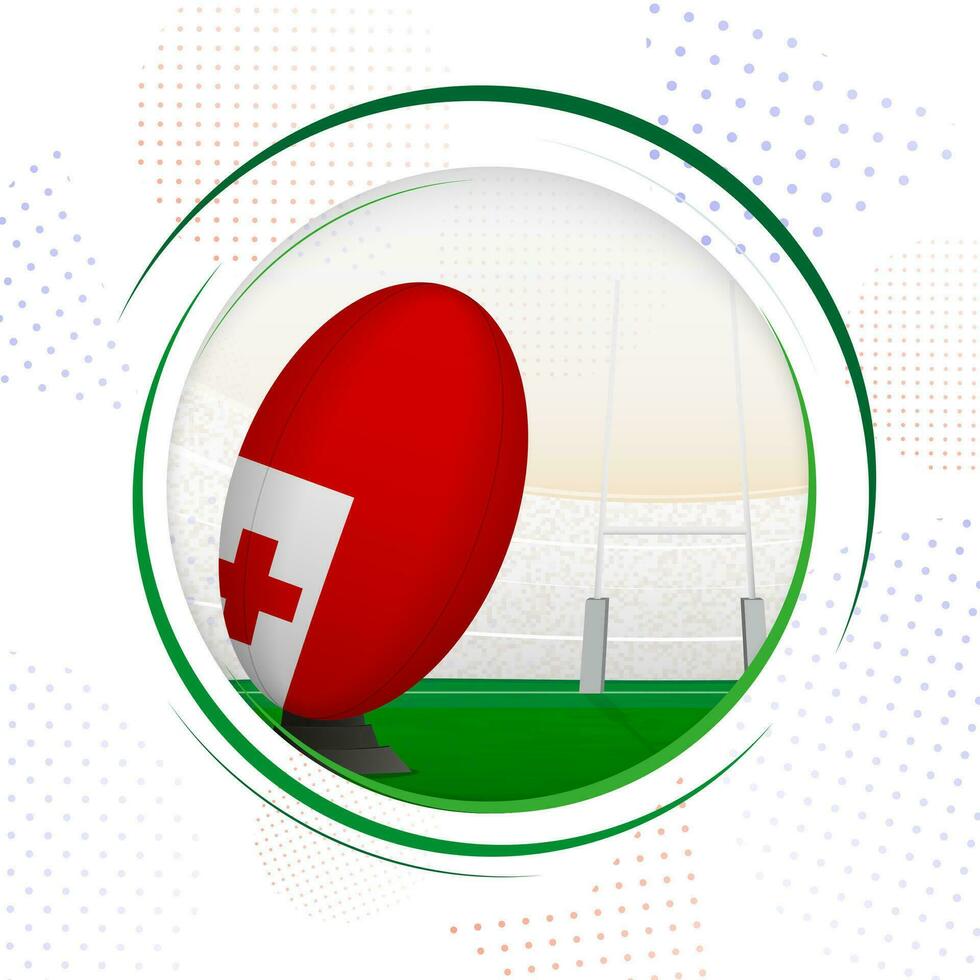 Flag of Tonga on rugby ball. Round rugby icon with flag of Tonga. vector
