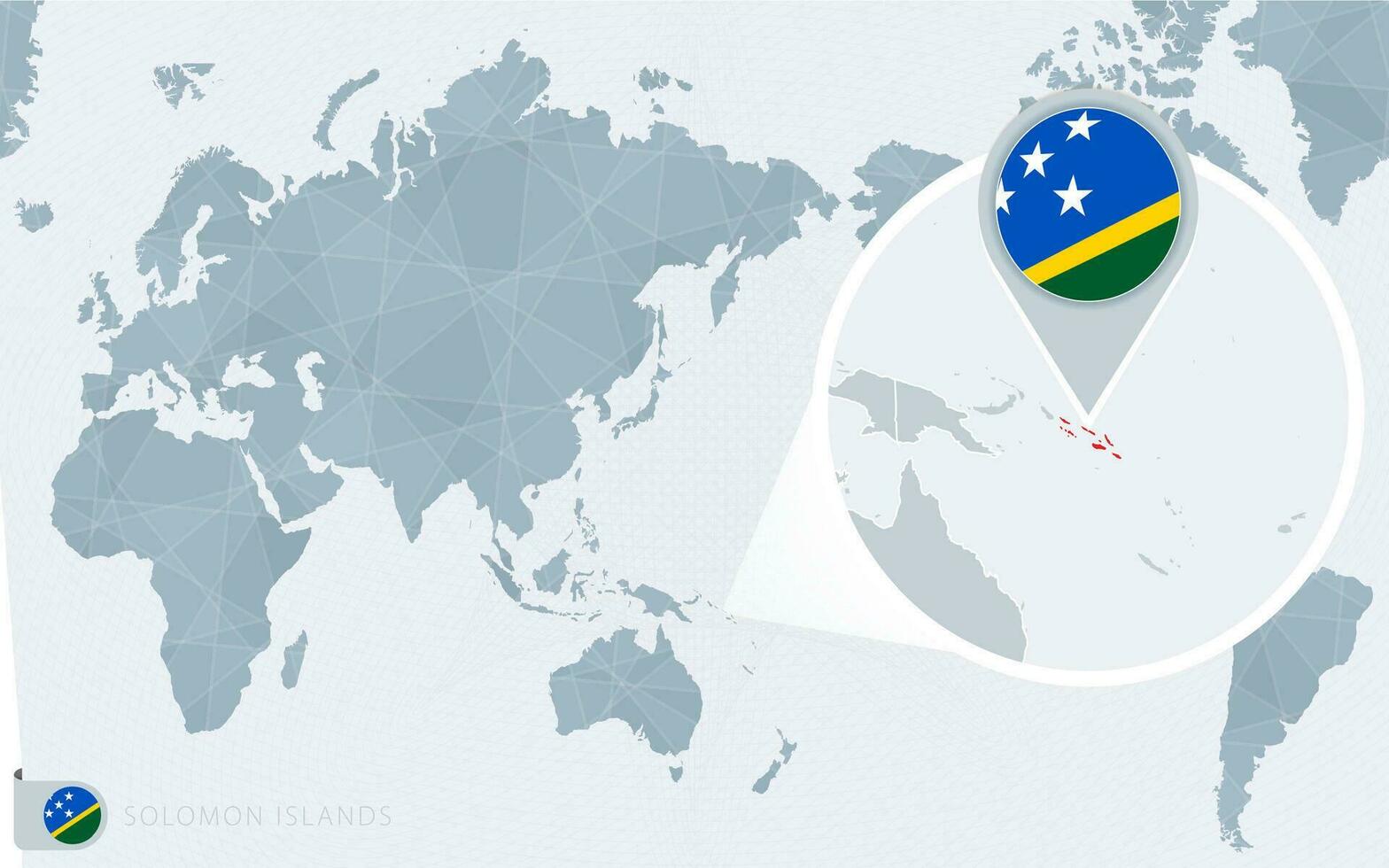 Pacific Centered World map with magnified Solomon Islands. Flag and map of Solomon Islands. vector