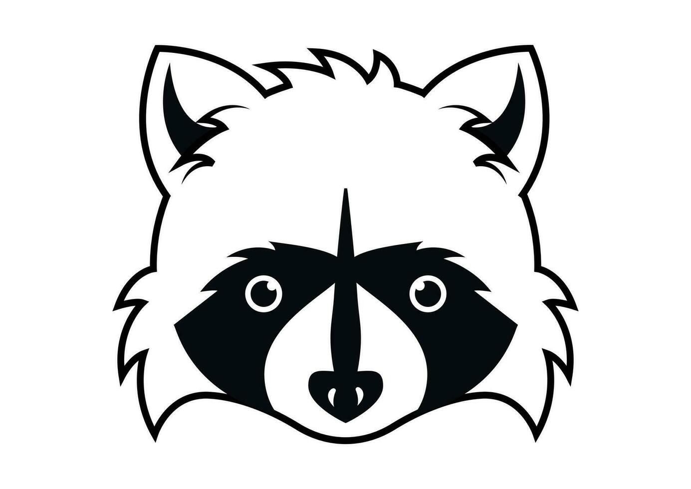 Black and White Raccoon Head Vector Art Isolated on White Background
