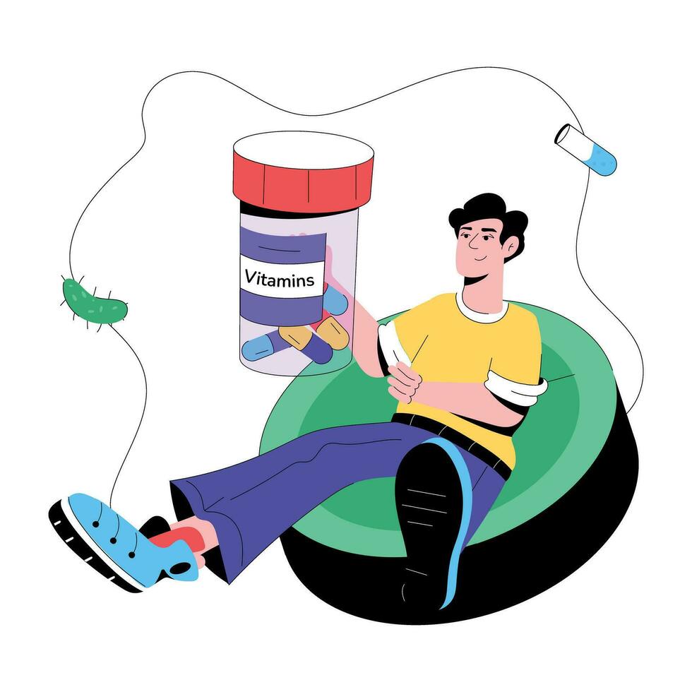 Trendy Taking Vitamins vector