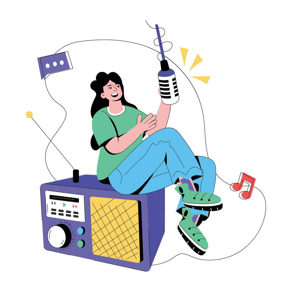 Trendy Radio Day vector