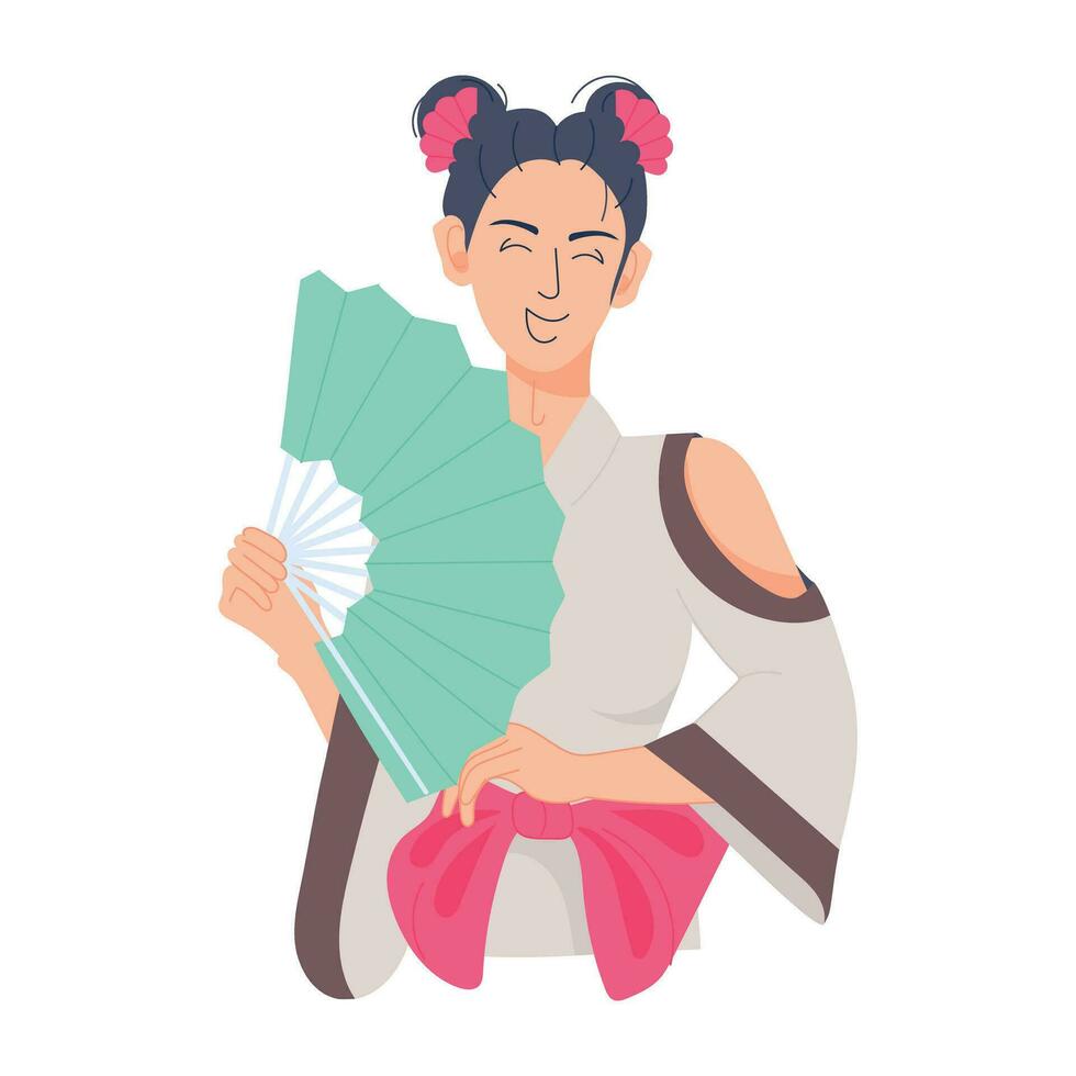 Trendy Geisha Woman vector