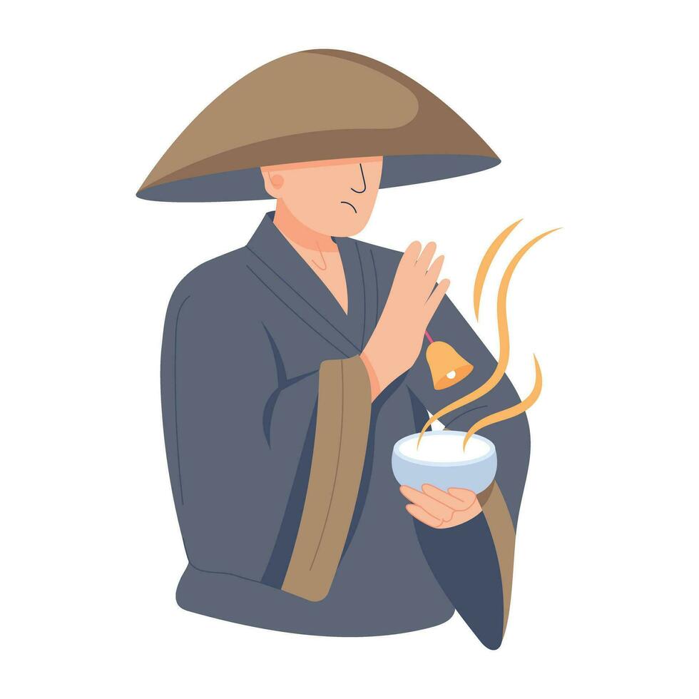 Trendy Zen Monk vector