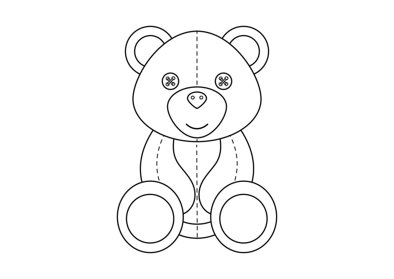 Coloring Page of a Teddy Bear Toy Cartoon Character Vector Illustration
