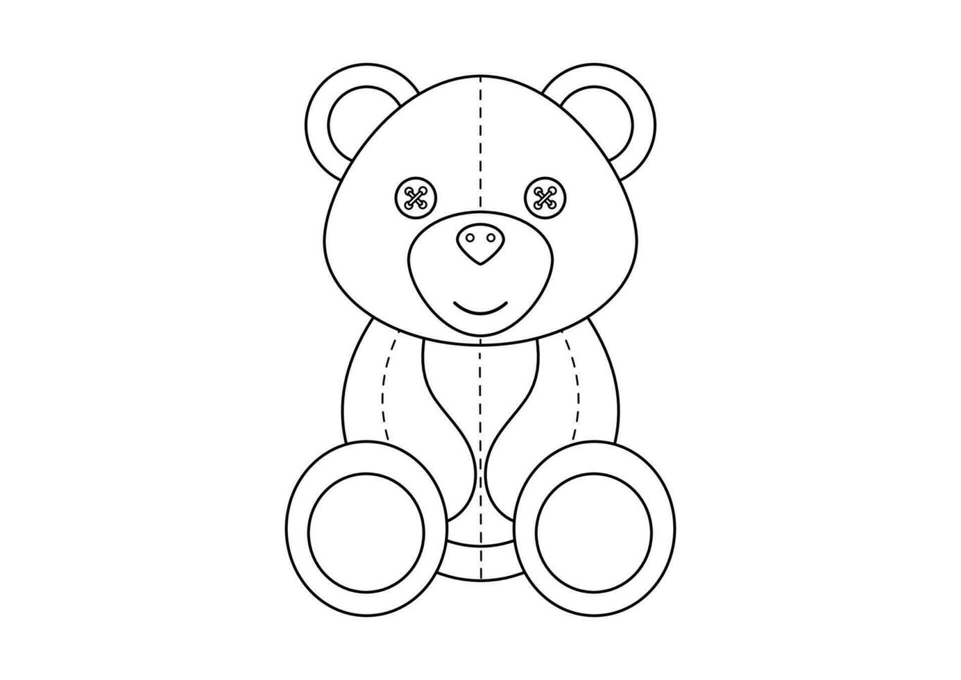 Coloring Page of a Teddy Bear Toy Cartoon Character Vector Illustration