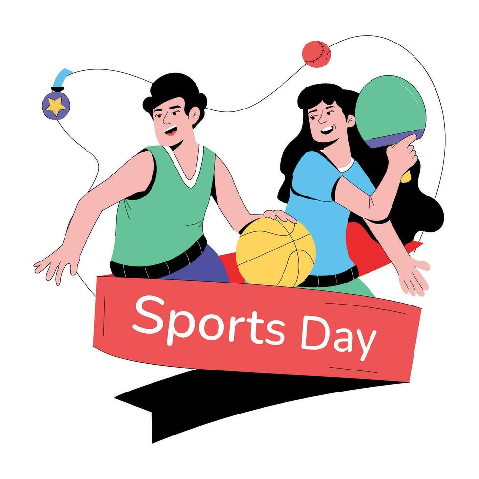 Trendy Sports Day vector