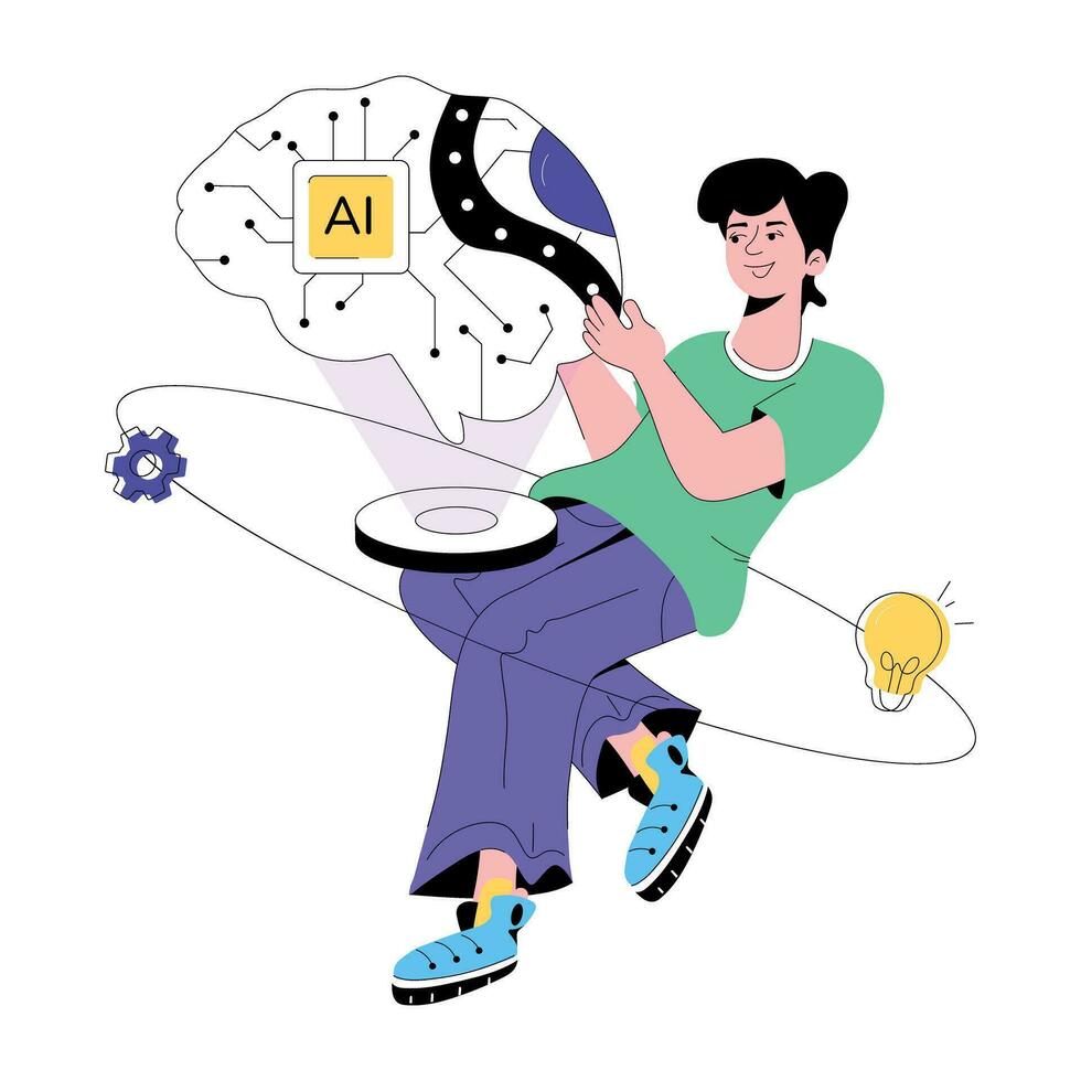 Trendy Brain Hologram vector