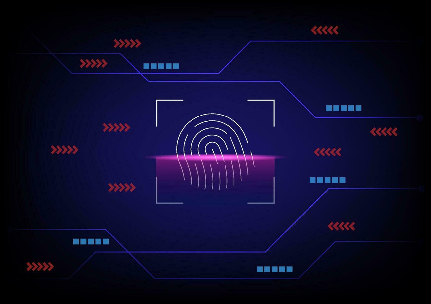 Cyber security and cyber crime concept. Scanning electronic thumb fingerprint on futuristic technology abstract background. Digital protection data. Hacker protection. vector