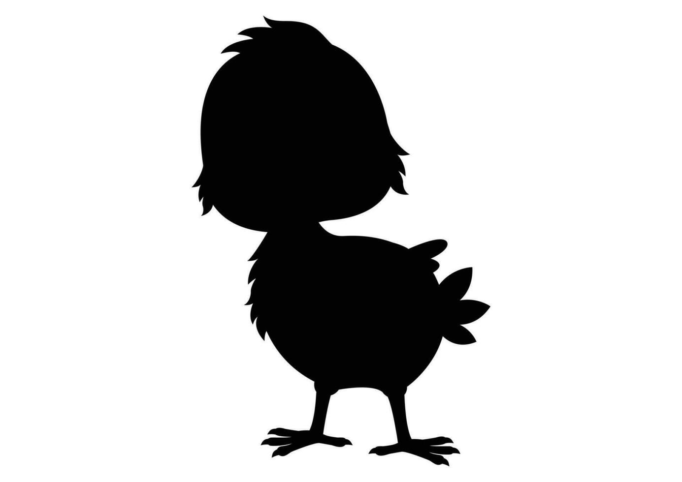 Baby chicken silhouette vector illustration on white background. Black and white Baby chicken in flat style