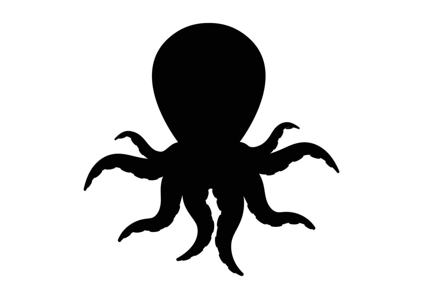 pulpo silueta pulpo con tentáculos vector plano diseño