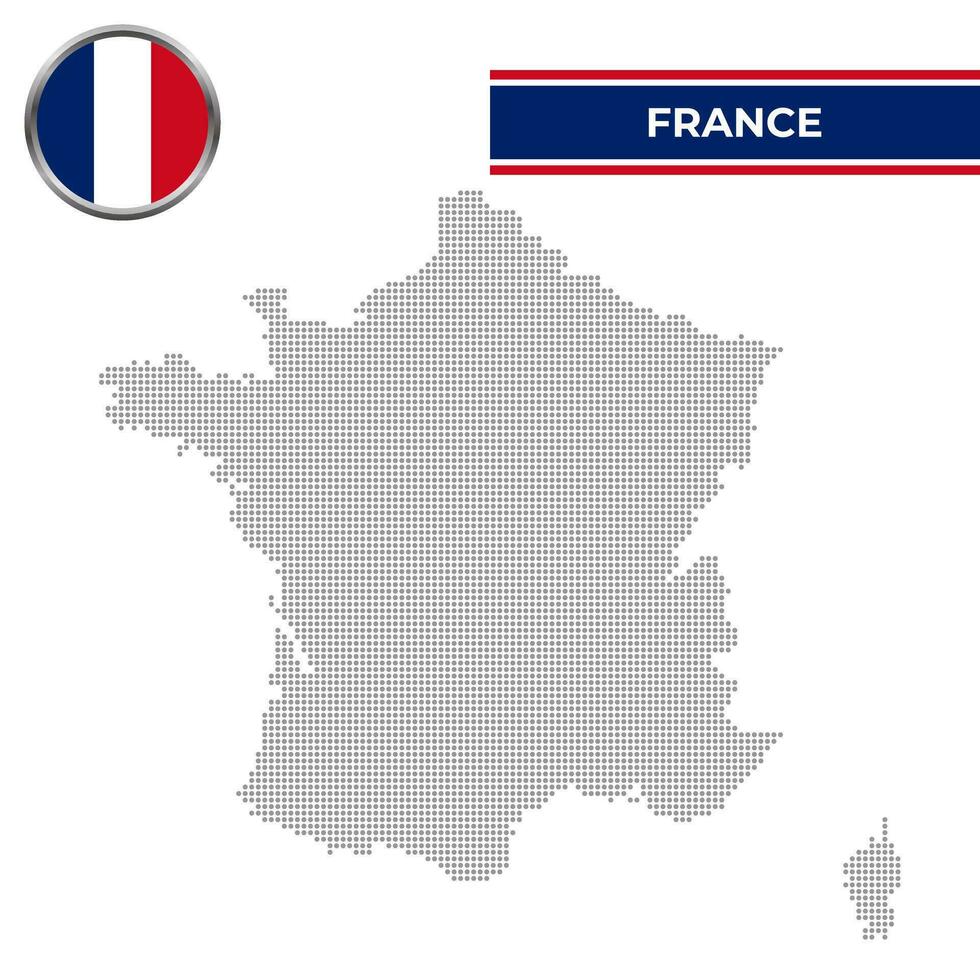 punteado mapa de Francia con circular bandera vector