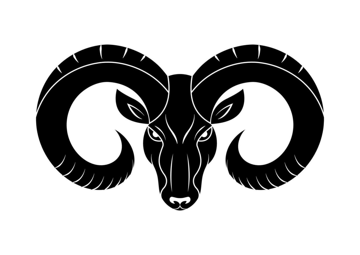 Black Ram Head Silhouette Vector Flat Design