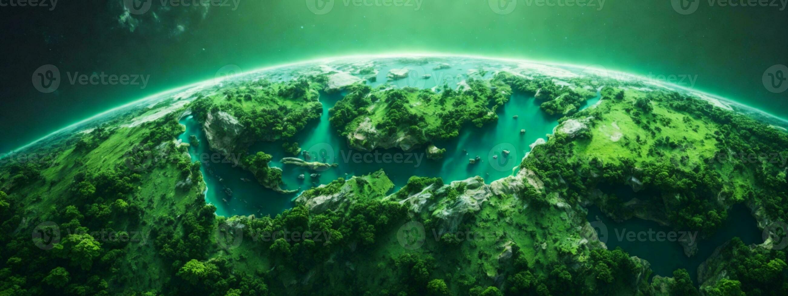 Green planet - Earth. AI generated photo