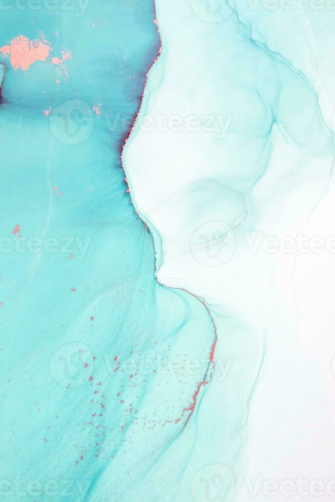 Artistic background that applicable for design cover, poster, brochure. Modern art. Marble texture. Natural pattern. Ink colors are amazingly bright. Alcohol ink sea texture. Contemporary art. photo