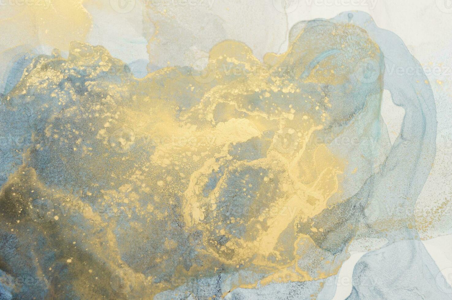 The picture is painted in alcohol ink. Abstraction will perfectly fit into a modern interior. Closeup of the painting. Colorful abstract painting background. photo