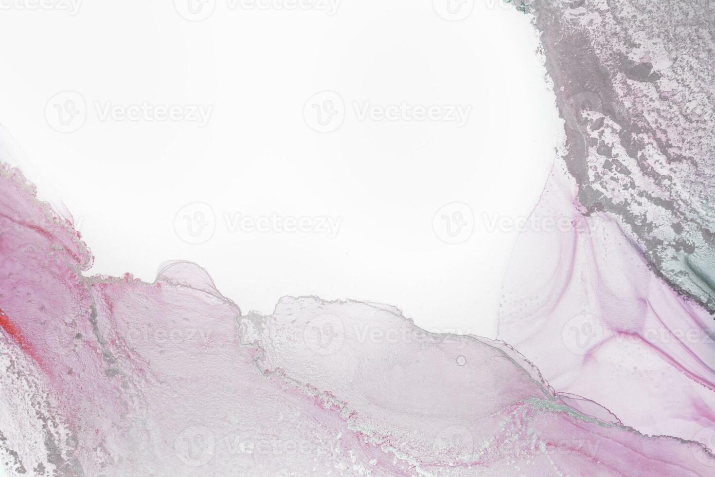Painting created with alcohol ink. Soft smooth color transitions combined with clear gold and silver edges. Blue, pink, green abstract color combination. photo