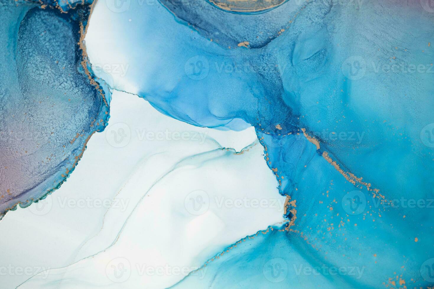 Painting created with alcohol ink. Soft smooth color transitions combined with clear gold and silver edges. Blue, pink, green abstract color combination. photo