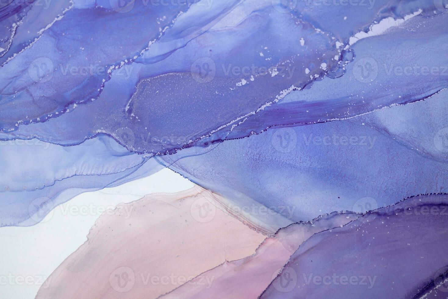 Painting created with alcohol ink. Soft smooth color transitions combined with clear gold and silver edges. Blue, pink, green abstract color combination. photo