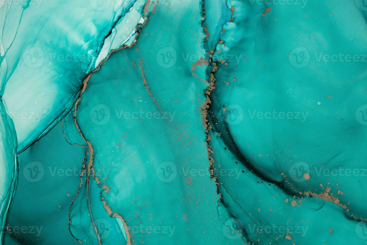 Painting created with alcohol ink. Soft smooth color transitions combined with clear gold and silver edges. Blue, pink, green abstract color combination. photo