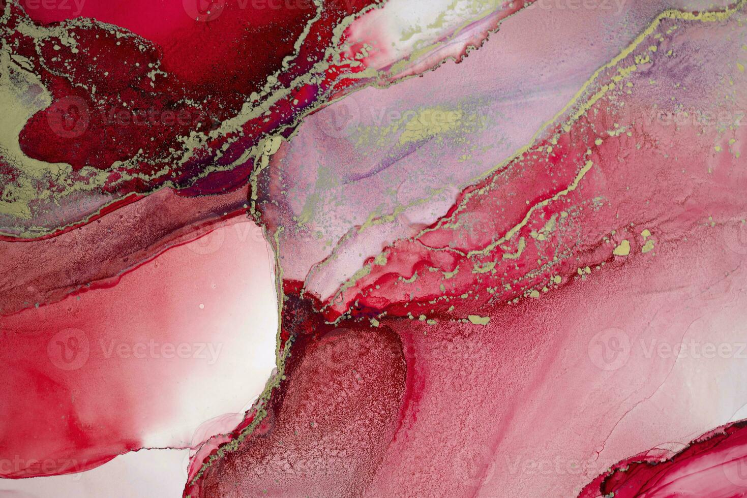 Painting created with alcohol ink. Soft smooth color transitions combined with clear gold and silver edges. Blue, pink, green abstract color combination. photo