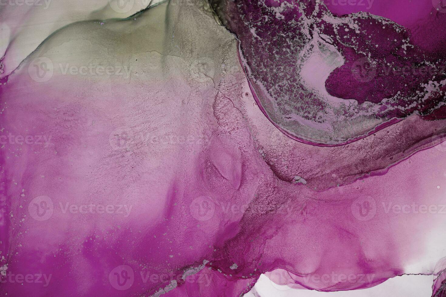 Painting created with alcohol ink. Soft smooth color transitions combined with clear gold and silver edges. Blue, pink, green abstract color combination. photo