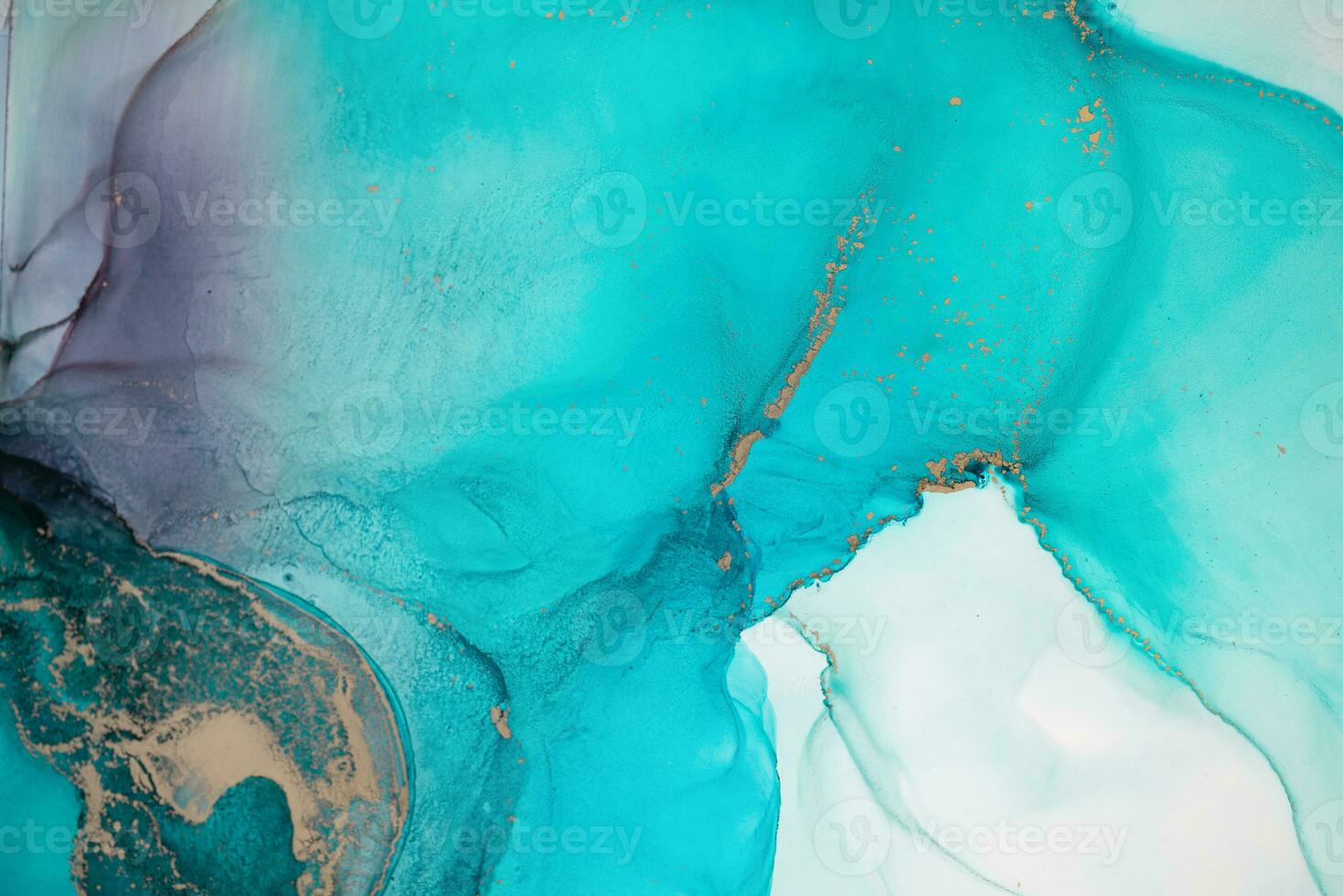Painting created with alcohol ink. Soft smooth color transitions combined with clear gold and silver edges. Blue, pink, green abstract color combination. photo