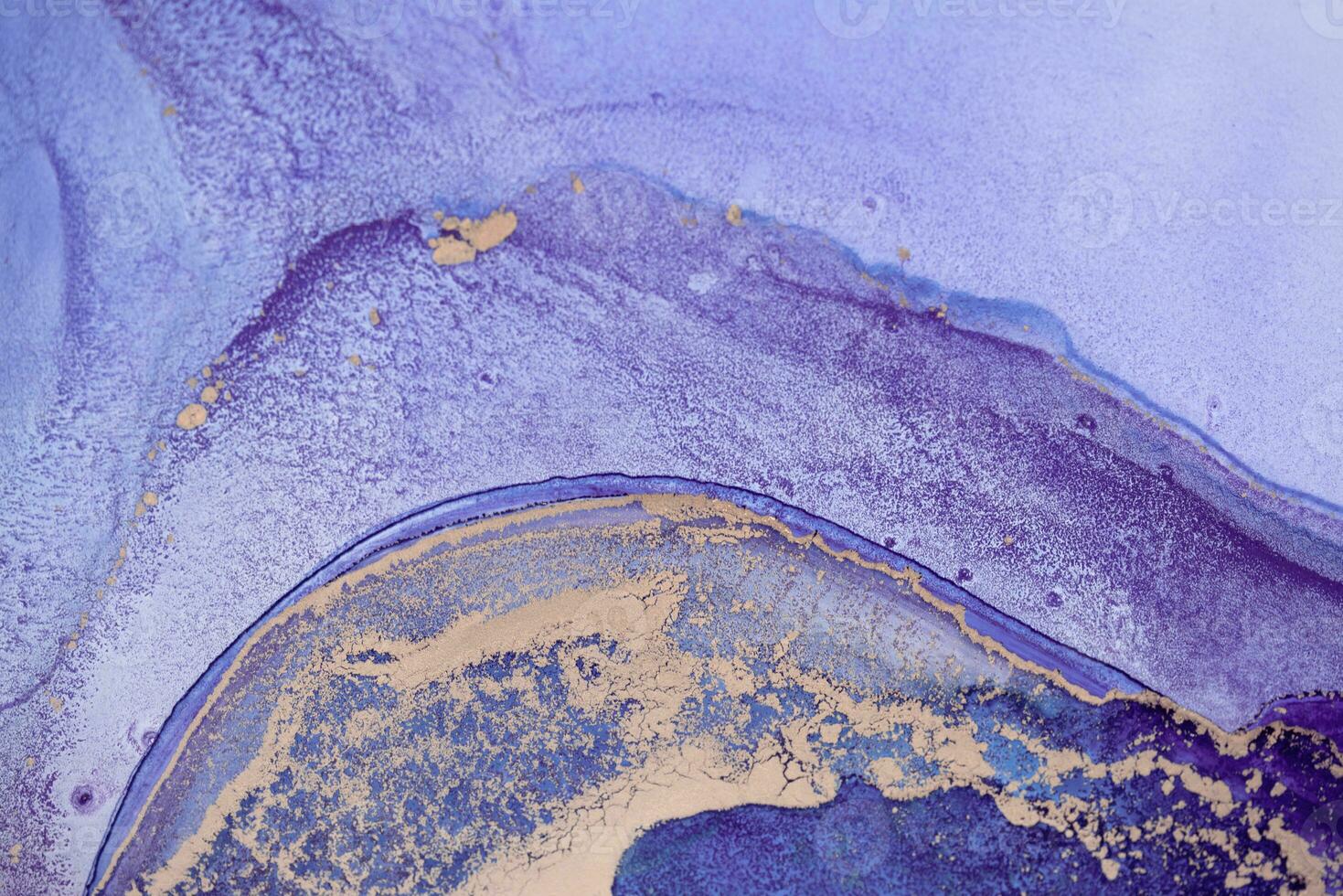 Painting created with alcohol ink. Soft smooth color transitions combined with clear gold and silver edges. Blue, pink, green abstract color combination. photo