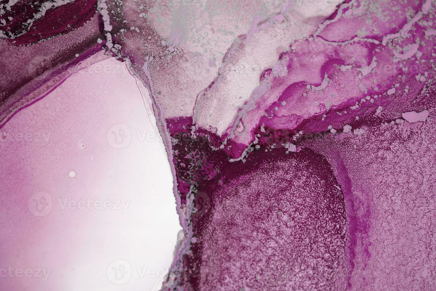 Painting created with alcohol ink. Soft smooth color transitions combined with clear gold and silver edges. Blue, pink, green abstract color combination. photo