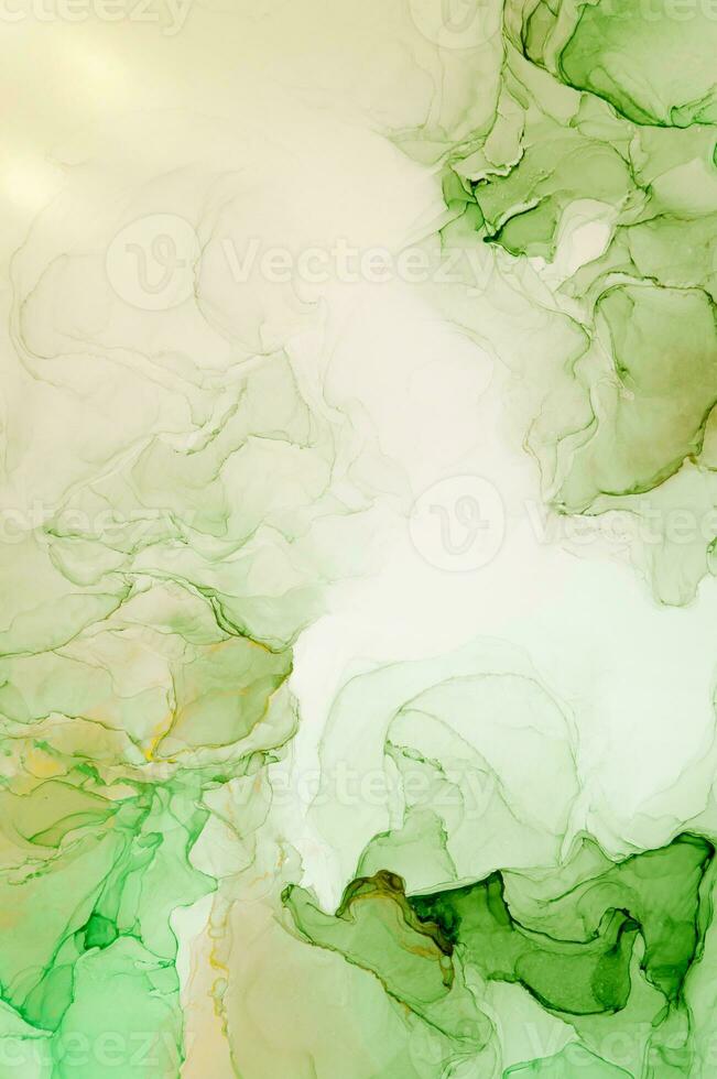 Abstract created using the technique of Alcohol ink. Macro photography of the smallest details of a panting. The panting shows how overflows of shades and colors of paint resemble space motifs. photo