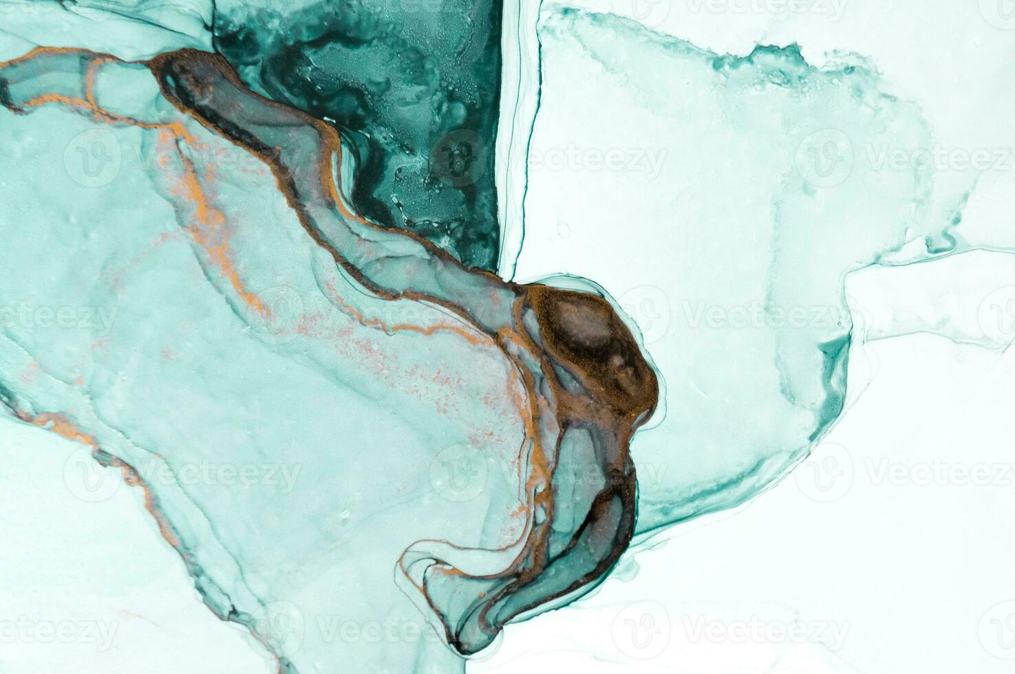 Abstract created using the technique of Alcohol ink. Macro photography of the smallest details of a panting. The panting shows how overflows of shades and colors of paint resemble space motifs. photo