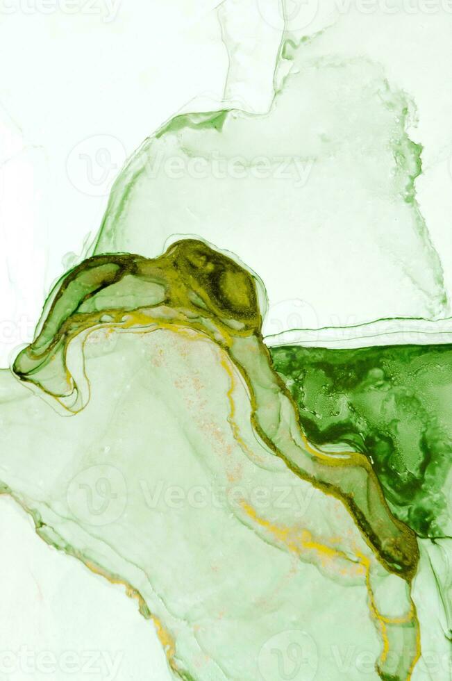 Abstract created using the technique of Alcohol ink. Macro photography of the smallest details of a panting. The panting shows how overflows of shades and colors of paint resemble space motifs. photo