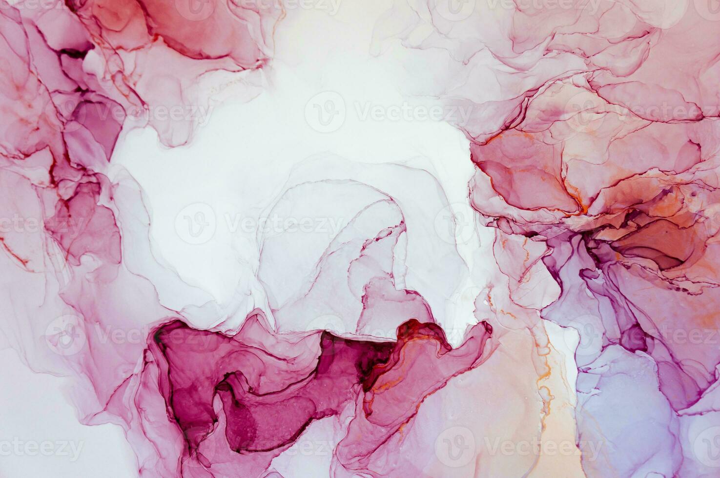 Abstract created using the technique of Alcohol ink. Macro photography of the smallest details of a panting. The panting shows how overflows of shades and colors of paint resemble space motifs. photo