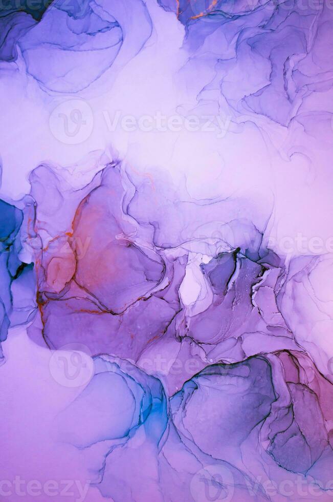 Abstract created using the technique of Alcohol ink. Macro photography of the smallest details of a panting. The panting shows how overflows of shades and colors of paint resemble space motifs. photo