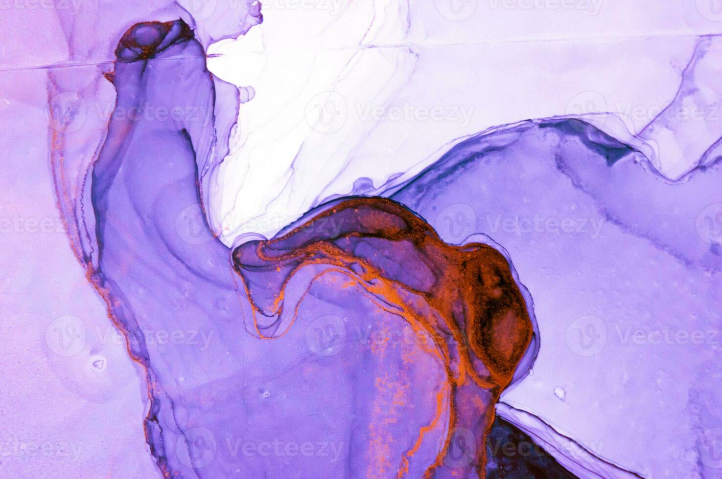Abstract created using the technique of Alcohol ink. Macro photography of the smallest details of a panting. The panting shows how overflows of shades and colors of paint resemble space motifs. photo