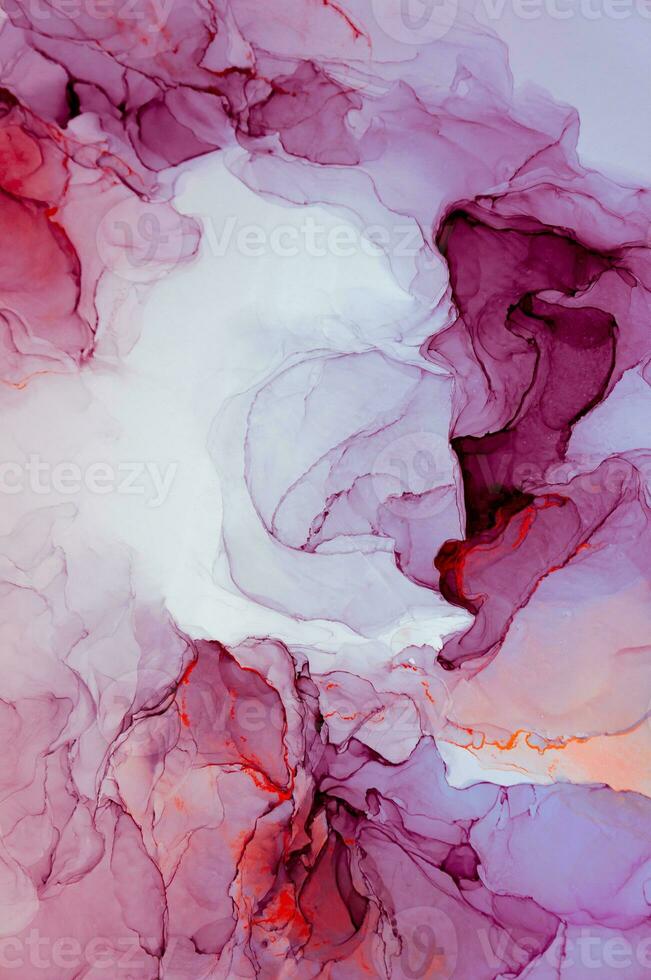 Abstract created using the technique of Alcohol ink. Macro photography of the smallest details of a panting. The panting shows how overflows of shades and colors of paint resemble space motifs. photo