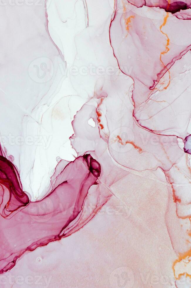 Abstract created using the technique of Alcohol ink. Macro photography of the smallest details of a panting. The panting shows how overflows of shades and colors of paint resemble space motifs. photo